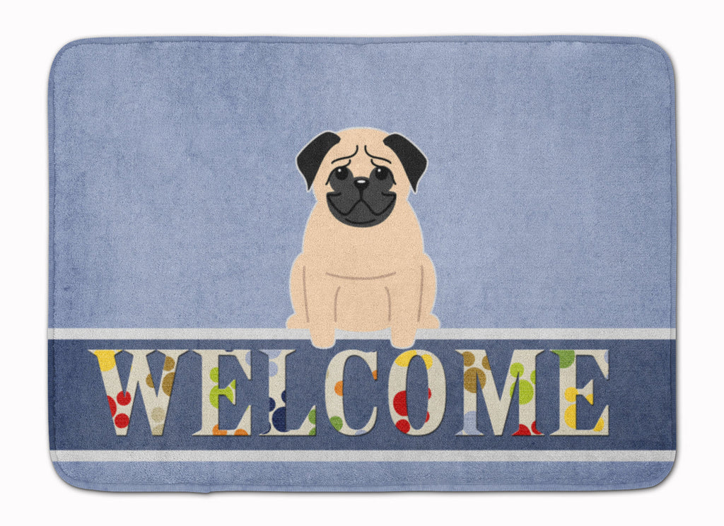 Pug Fawn Welcome Memory Foam Kitchen Mat Machine Washable Anti-Fatigue Cushion Comfort Bath or Kitchen Rug