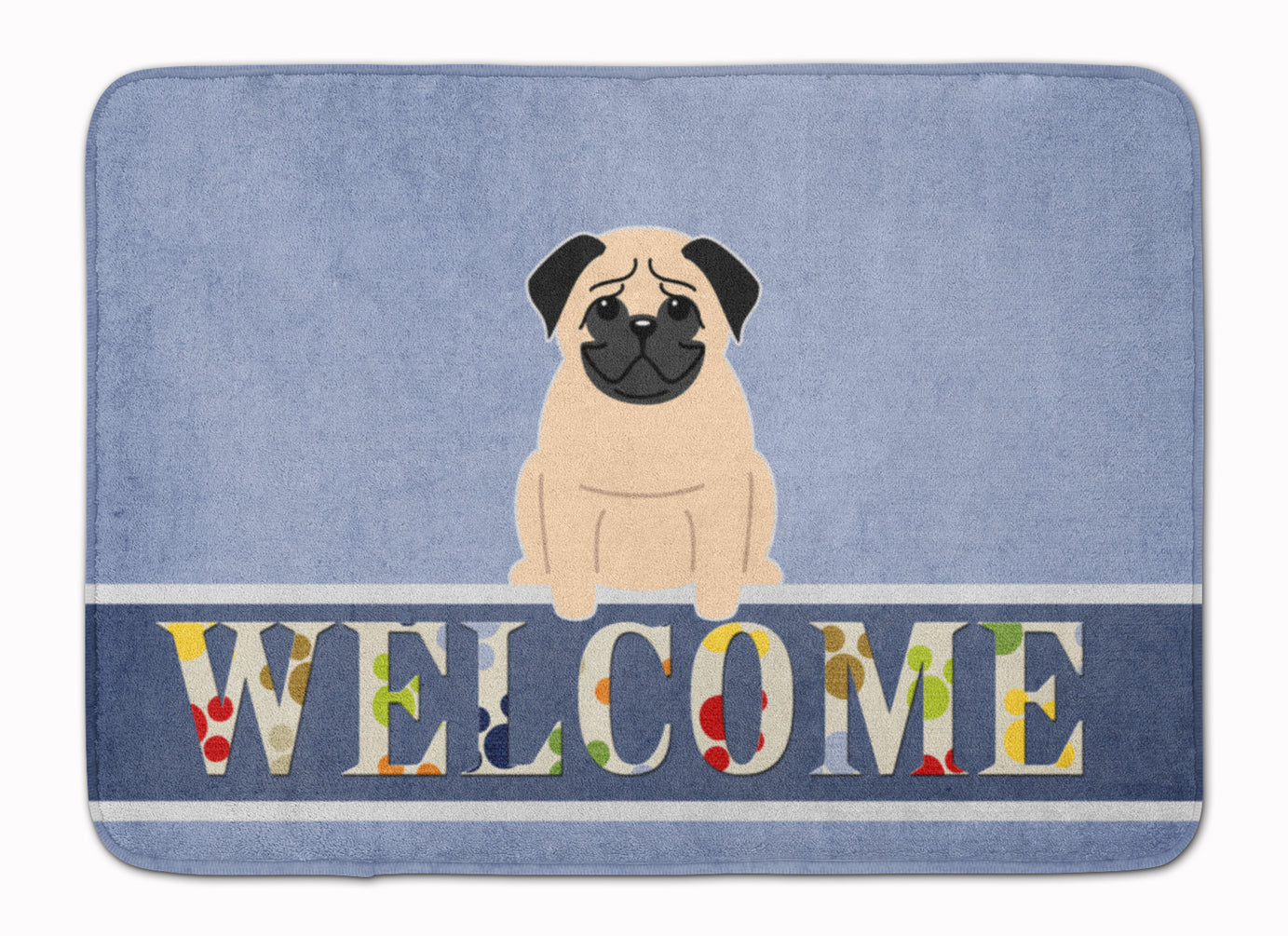 Pug Fawn Welcome Memory Foam Kitchen Mat Machine Washable Anti-Fatigue Cushion Comfort Bath or Kitchen Rug