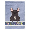 French Bulldog Brindle Welcome House Flag 28x40 Porch Sleeve Pole Decorative Outside Yard Banner Artwork Wall Hanging, Polyester
