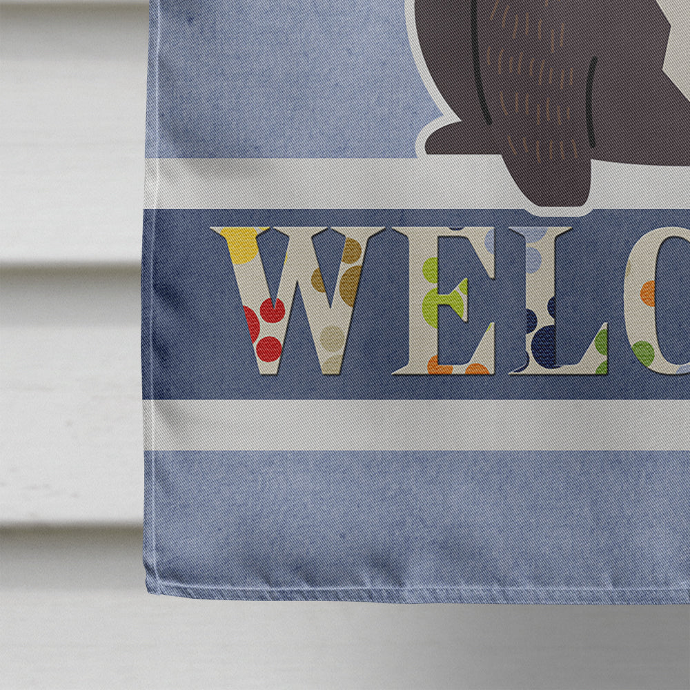 French Bulldog Brindle Welcome House Flag 28x40 Porch Sleeve Pole Decorative Outside Yard Banner Artwork Wall Hanging, Polyester
