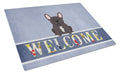 French Bulldog Brindle Welcome Cutting Board Tempered Glass Kitchen Cutting Surface, Heat Resistant Chopping, Non-Slip Feet, Food Prep & Serving