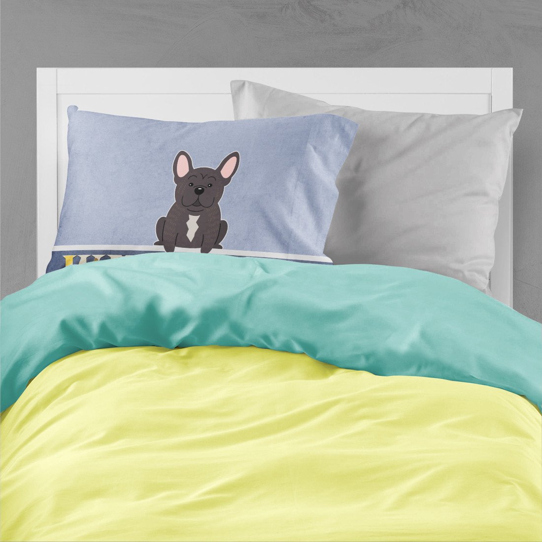 French Bulldog Brindle Welcome Standard Pillowcase Lightweight Super Soft Easy Care Decorative Artwork Pillowcase, Standard