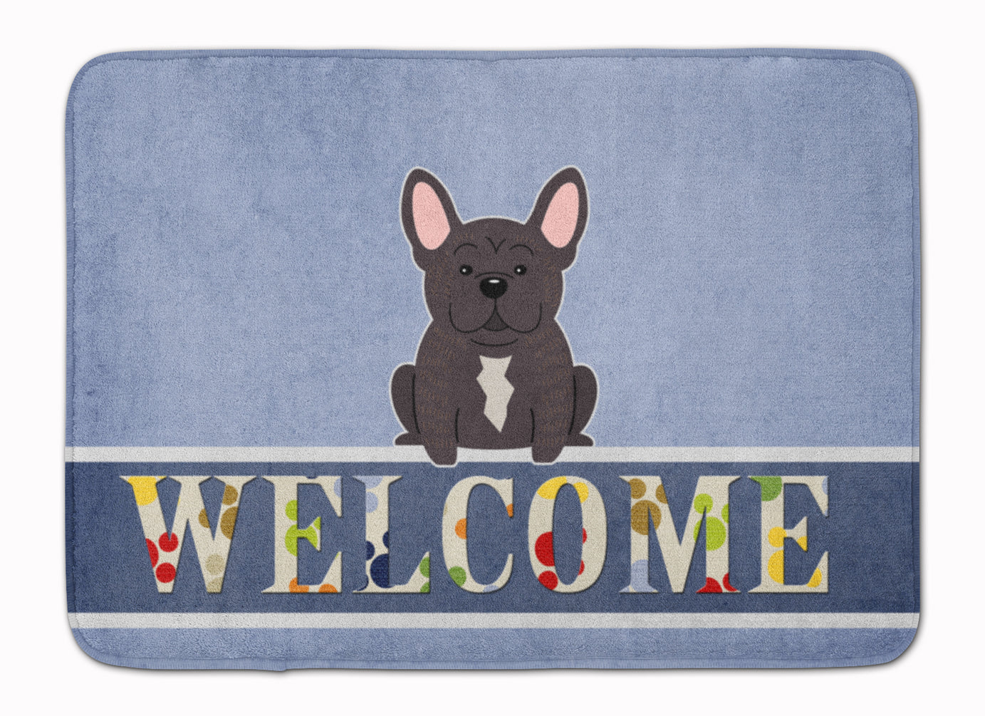French Bulldog Brindle Welcome Memory Foam Kitchen Mat Machine Washable Anti-Fatigue Cushion Comfort Bath or Kitchen Rug