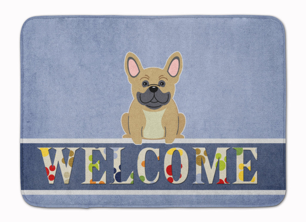 French Bulldog Cream Welcome Memory Foam Kitchen Mat Machine Washable Anti-Fatigue Cushion Comfort Bath or Kitchen Rug