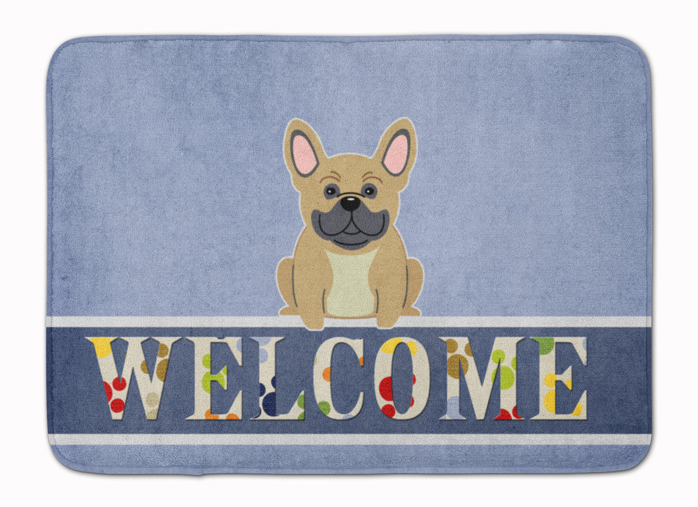 French Bulldog Cream Welcome Memory Foam Kitchen Mat Machine Washable Anti-Fatigue Cushion Comfort Bath or Kitchen Rug