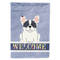 French Bulldog Piebald Welcome House Flag 28x40 Porch Sleeve Pole Decorative Outside Yard Banner Artwork Wall Hanging, Polyester