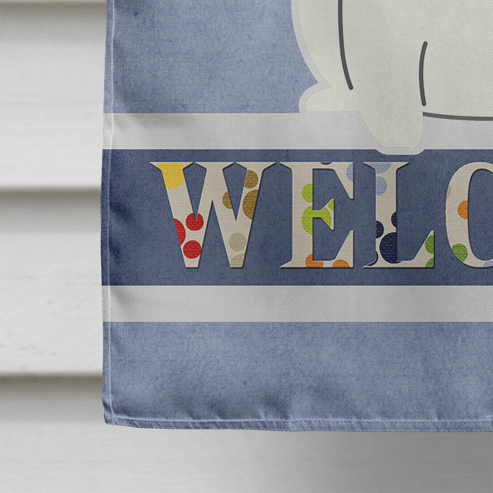 French Bulldog Piebald Welcome House Flag 28x40 Porch Sleeve Pole Decorative Outside Yard Banner Artwork Wall Hanging, Polyester