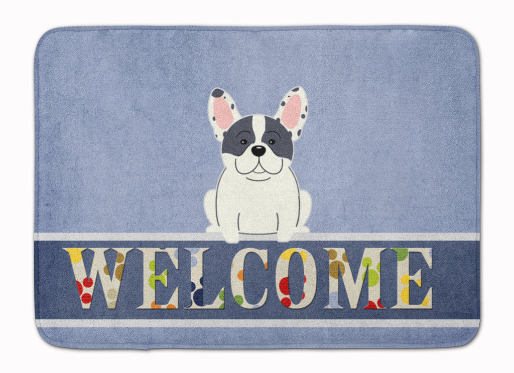 French Bulldog Piebald Welcome Memory Foam Kitchen Mat Machine Washable Anti-Fatigue Cushion Comfort Bath or Kitchen Rug