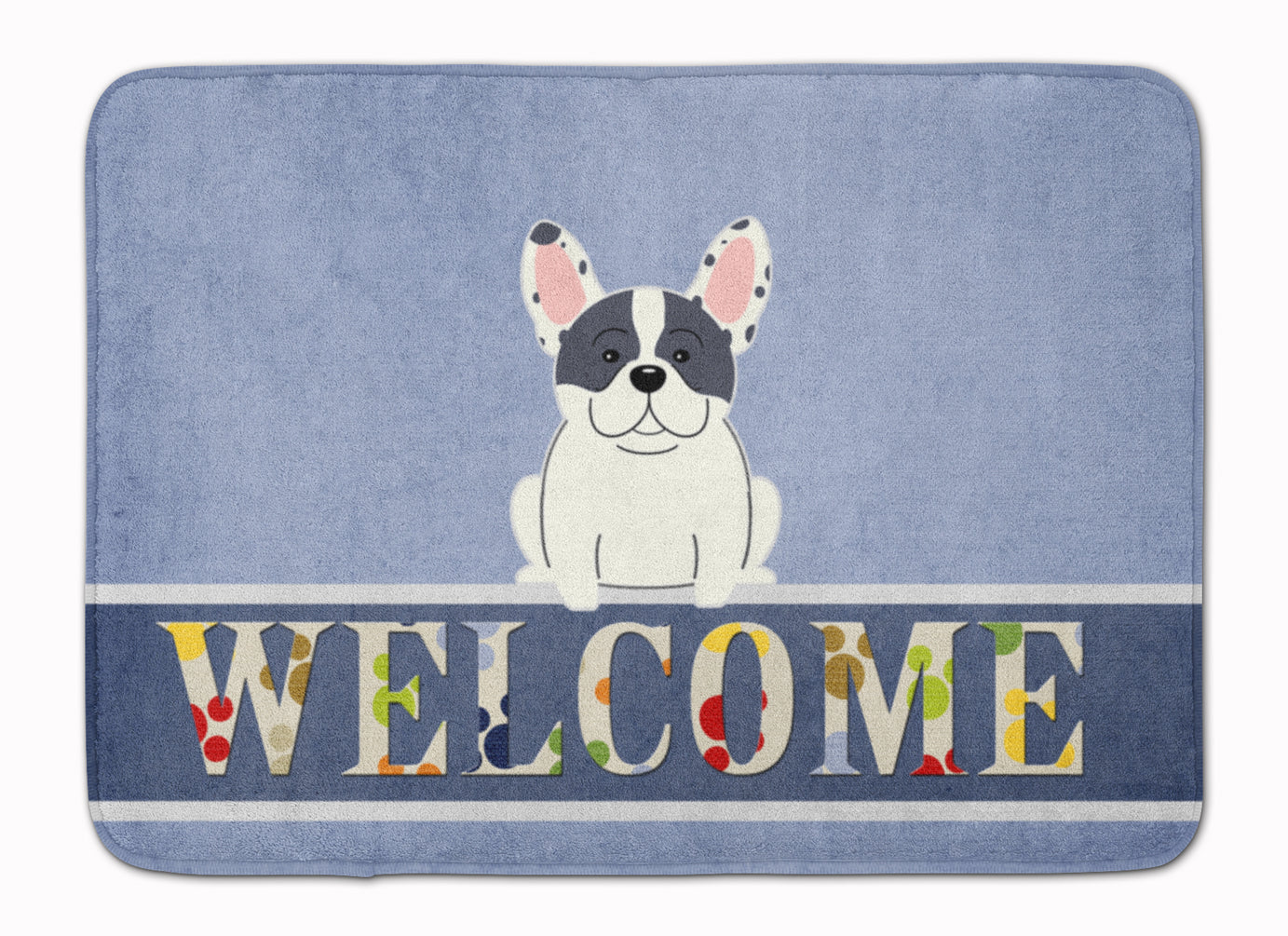 French Bulldog Piebald Welcome Memory Foam Kitchen Mat Machine Washable Anti-Fatigue Cushion Comfort Bath or Kitchen Rug