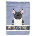 French Bulldog Black White Welcome House Flag 28x40 Porch Sleeve Pole Decorative Outside Yard Banner Artwork Wall Hanging, Polyester