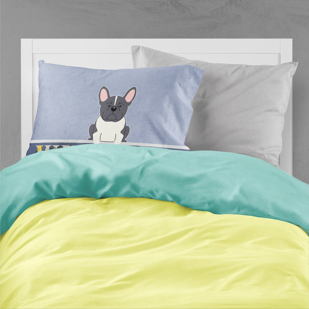 French Bulldog Black White Welcome Standard Pillowcase Lightweight Super Soft Easy Care Decorative Artwork Pillowcase, Standard
