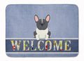 French Bulldog Black White Welcome Memory Foam Kitchen Mat Machine Washable Anti-Fatigue Cushion Comfort Bath or Kitchen Rug