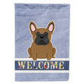 French Bulldog Brown Welcome House Flag 28x40 Porch Sleeve Pole Decorative Outside Yard Banner Artwork Wall Hanging, Polyester