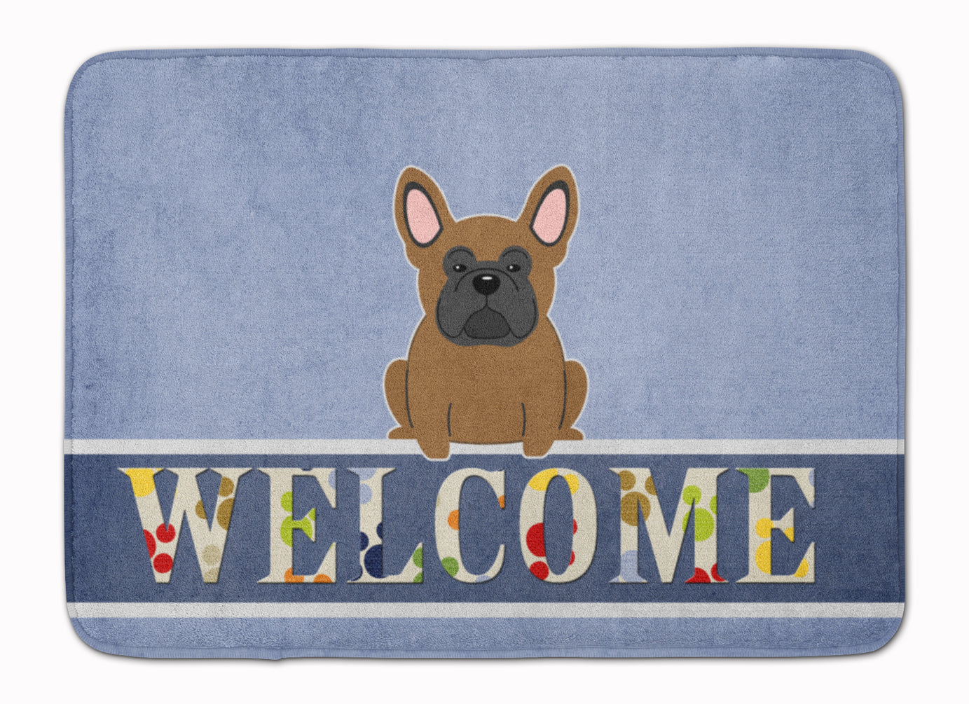 French Bulldog Brown Welcome Memory Foam Kitchen Mat Machine Washable Anti-Fatigue Cushion Comfort Bath or Kitchen Rug