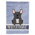 French Bulldog Black Welcome House Flag 28x40 Porch Sleeve Pole Decorative Outside Yard Banner Artwork Wall Hanging, Polyester
