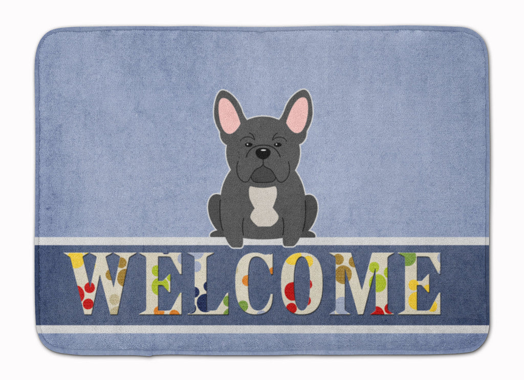 French Bulldog Black Welcome Memory Foam Kitchen Mat Machine Washable Anti-Fatigue Cushion Comfort Bath or Kitchen Rug