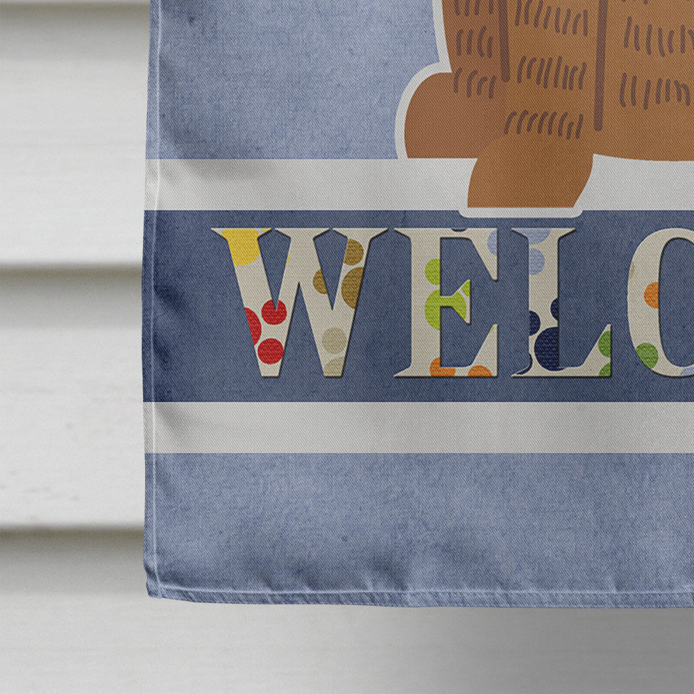 Mastiff Brindle Welcome House Flag 28x40 Porch Sleeve Pole Decorative Outside Yard Banner Artwork Wall Hanging, Polyester