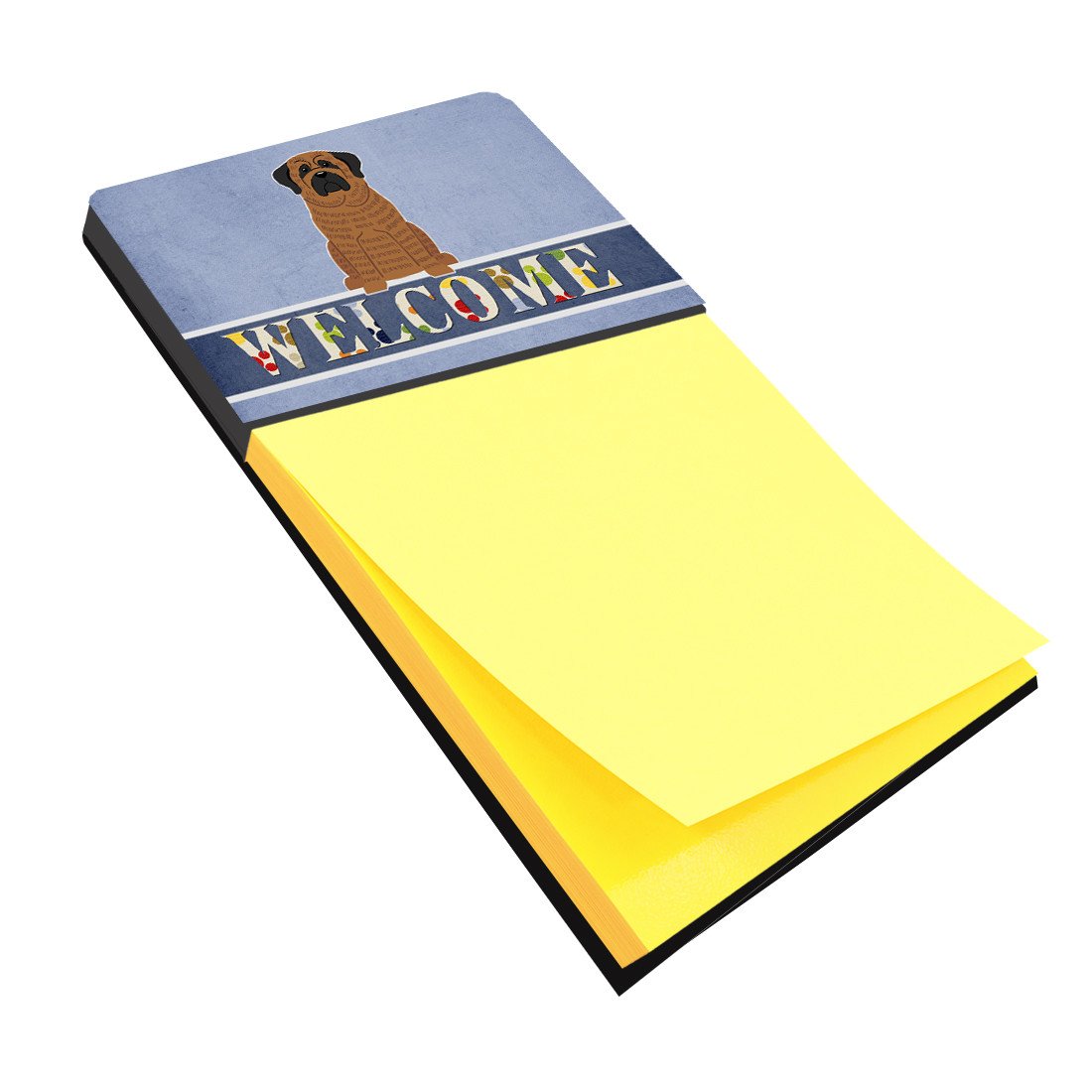 Mastiff Brindle Welcome Watercolor Sticky Note Holder Refillable Dispenser Desk Accessory 3x3 Pad Gift