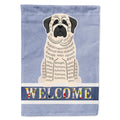 Mastiff Brindle White Welcome House Flag 28x40 Porch Sleeve Pole Decorative Outside Yard Banner Artwork Wall Hanging, Polyester
