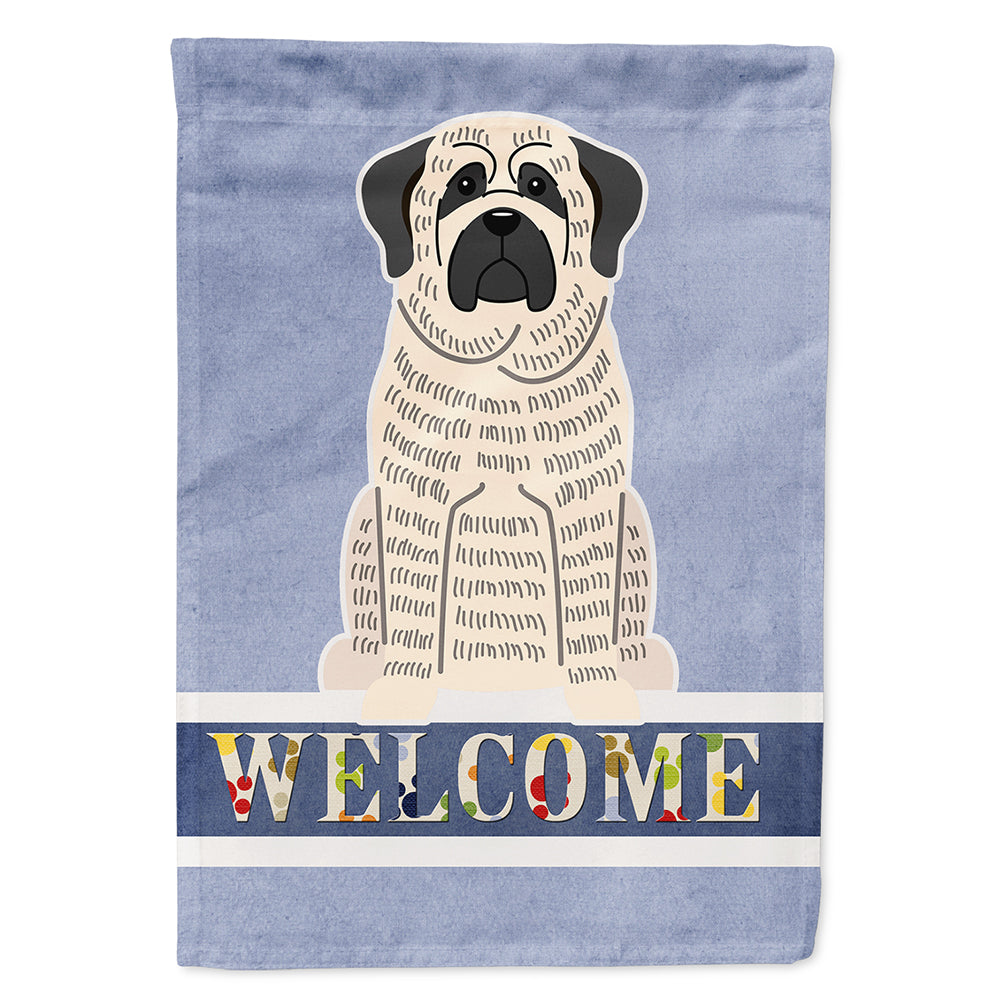 Mastiff Brindle White Welcome House Flag 28x40 Porch Sleeve Pole Decorative Outside Yard Banner Artwork Wall Hanging, Polyester