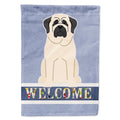 Mastiff White Welcome House Flag 28x40 Porch Sleeve Pole Decorative Outside Yard Banner Artwork Wall Hanging, Polyester