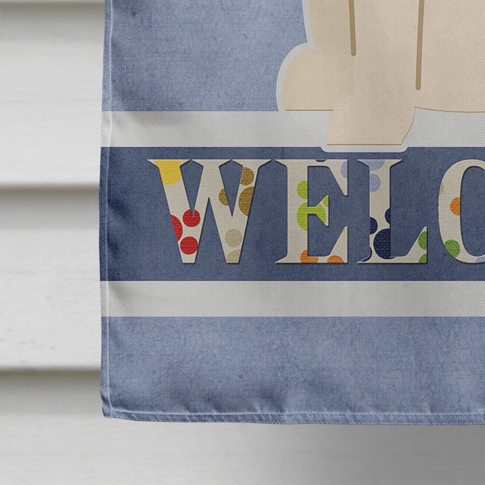 Mastiff White Welcome House Flag 28x40 Porch Sleeve Pole Decorative Outside Yard Banner Artwork Wall Hanging, Polyester