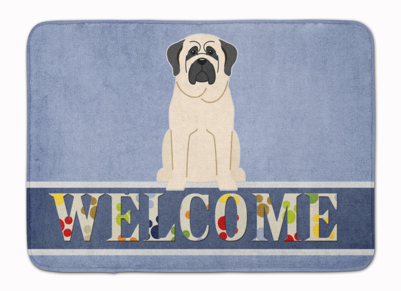 Mastiff White Welcome Memory Foam Kitchen Mat Machine Washable Anti-Fatigue Cushion Comfort Bath or Kitchen Rug