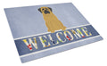 Mastiff Welcome Cutting Board Tempered Glass Kitchen Cutting Surface, Heat Resistant Chopping, Non-Slip Feet, Food Prep & Serving
