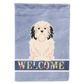 Lowchen Welcome House Flag 28x40 Porch Sleeve Pole Decorative Outside Yard Banner Artwork Wall Hanging, Polyester