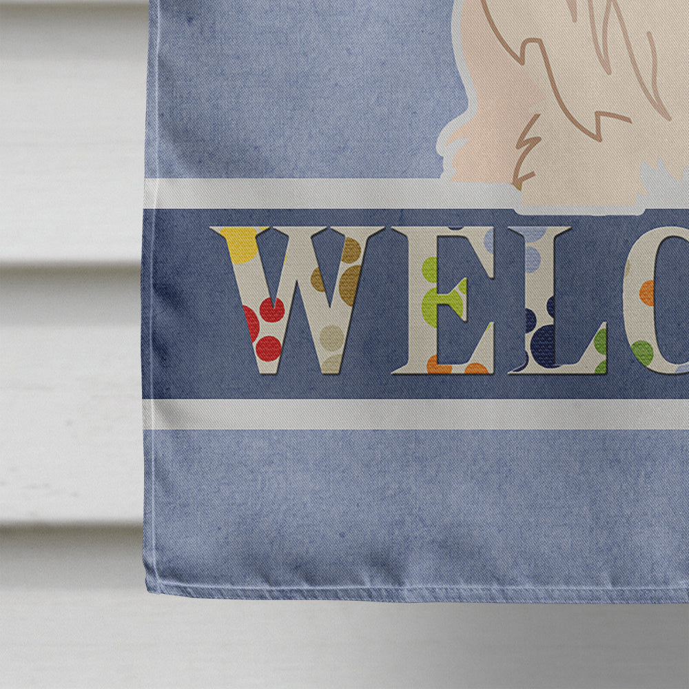 Lowchen Welcome House Flag 28x40 Porch Sleeve Pole Decorative Outside Yard Banner Artwork Wall Hanging, Polyester