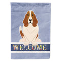 Basset Hound Welcome House Flag 28x40 Porch Sleeve Pole Decorative Outside Yard Banner Artwork Wall Hanging, Polyester