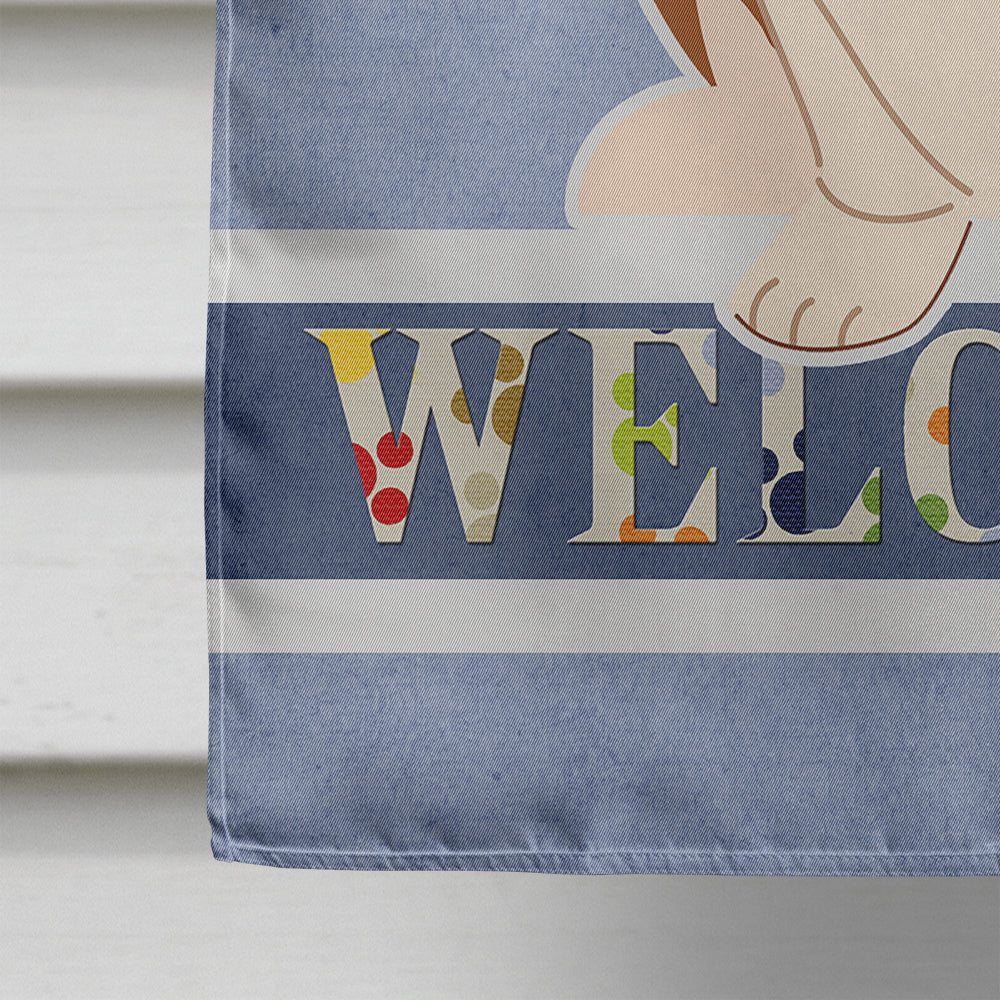 Basset Hound Welcome House Flag 28x40 Porch Sleeve Pole Decorative Outside Yard Banner Artwork Wall Hanging, Polyester