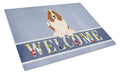 Basset Hound Welcome Cutting Board Tempered Glass Kitchen Cutting Surface, Heat Resistant Chopping, Non-Slip Feet, Food Prep & Serving