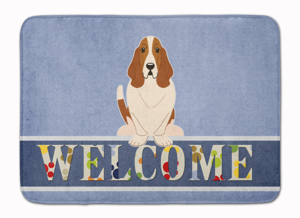 Basset Hound Welcome Memory Foam Kitchen Mat Machine Washable Anti-Fatigue Cushion Comfort Bath or Kitchen Rug