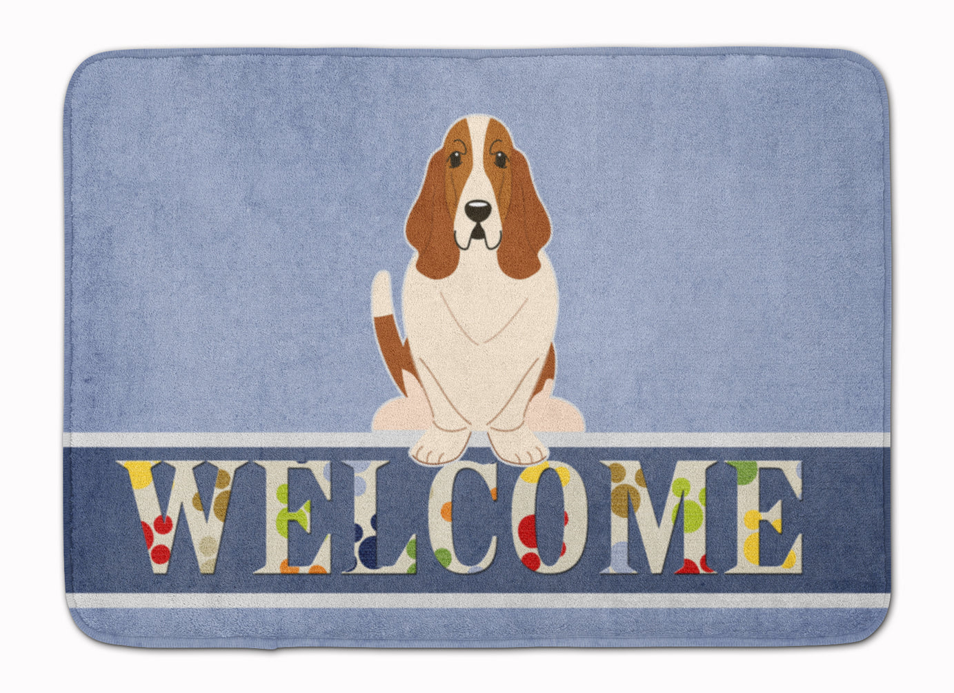 Basset Hound Welcome Memory Foam Kitchen Mat Machine Washable Anti-Fatigue Cushion Comfort Bath or Kitchen Rug