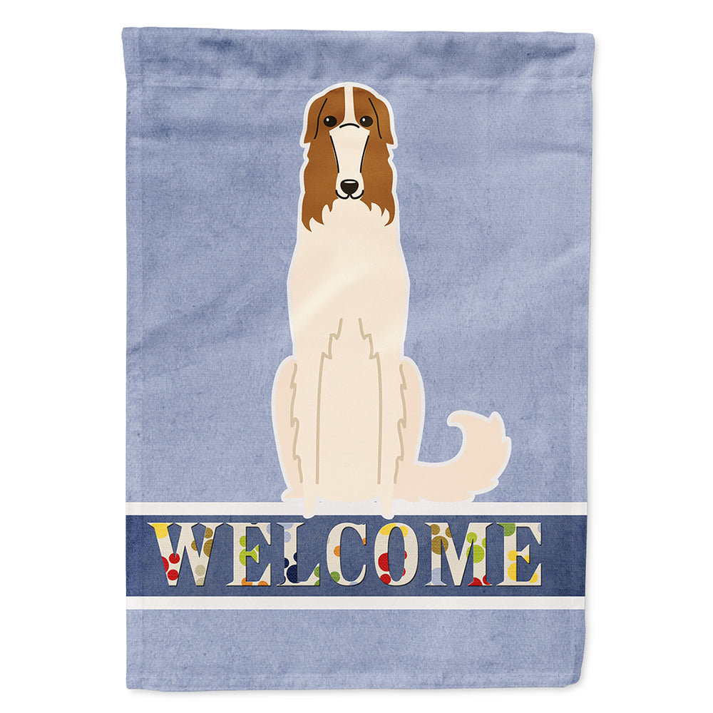 Borzoi Welcome House Flag 28x40 Porch Sleeve Pole Decorative Outside Yard Banner Artwork Wall Hanging, Polyester