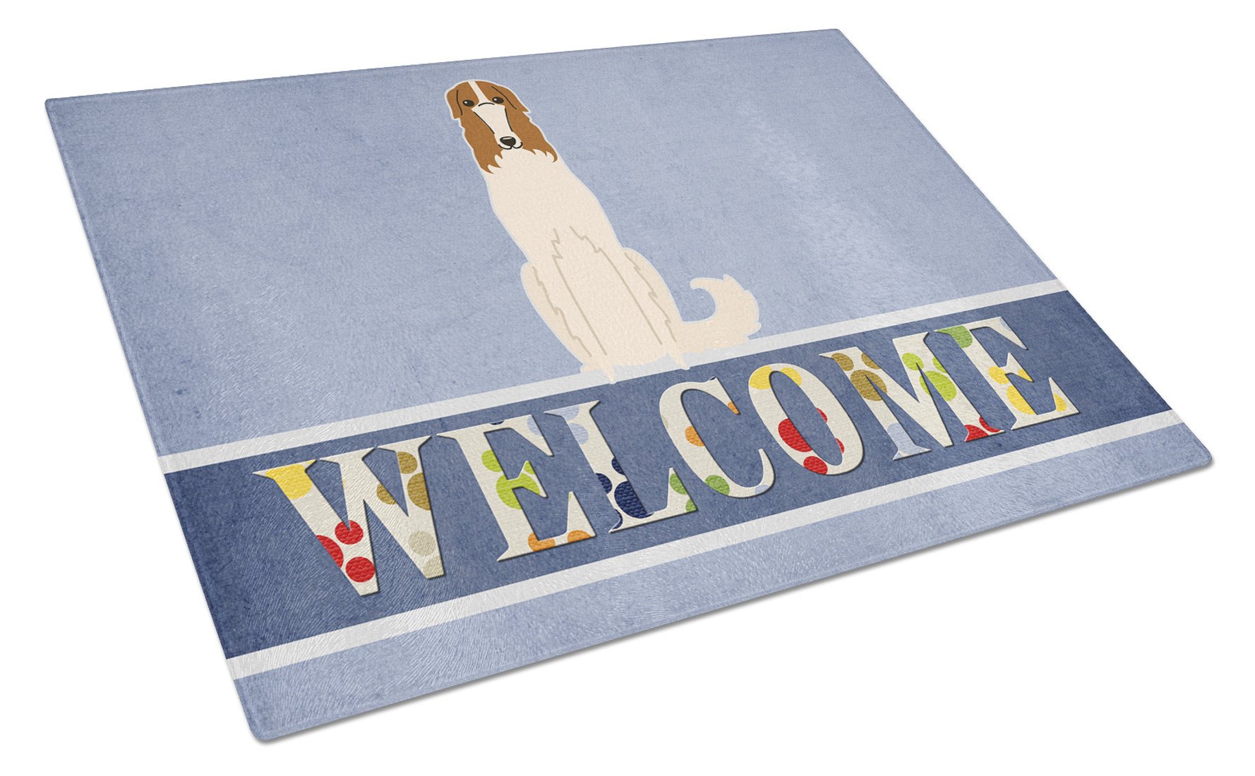 Borzoi Welcome Cutting Board Tempered Glass Kitchen Cutting Surface, Heat Resistant Chopping, Non-Slip Feet, Food Prep & Serving