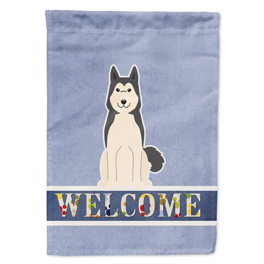 West Siberian Laika Spitz Welcome House Flag 28x40 Porch Sleeve Pole Decorative Outside Yard Banner Artwork Wall Hanging, Polyester