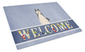 West Siberian Laika Spitz Welcome Cutting Board Tempered Glass Kitchen Cutting Surface, Heat Resistant Chopping, Non-Slip Feet, Food Prep & Serving