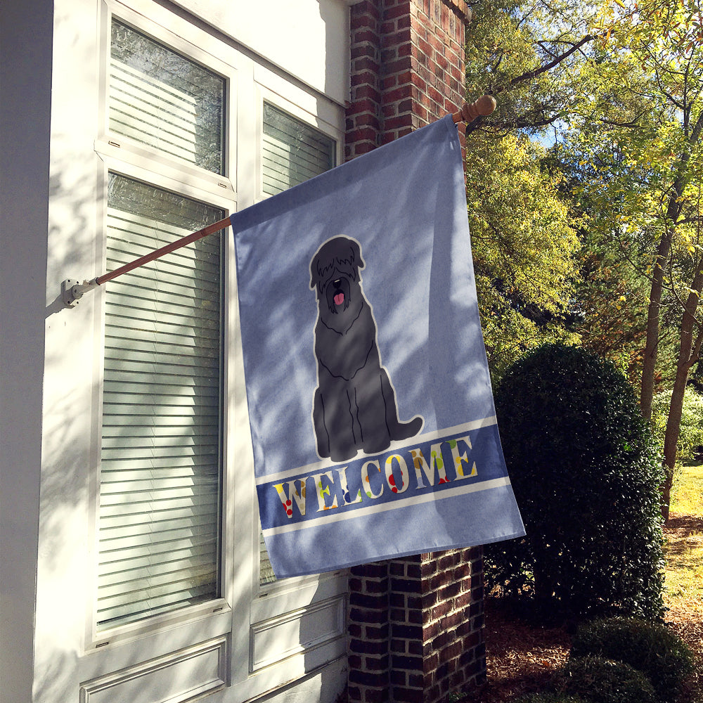 Black Russian Terrier Welcome House Flag 28x40 Porch Sleeve Pole Decorative Outside Yard Banner Artwork Wall Hanging, Polyester