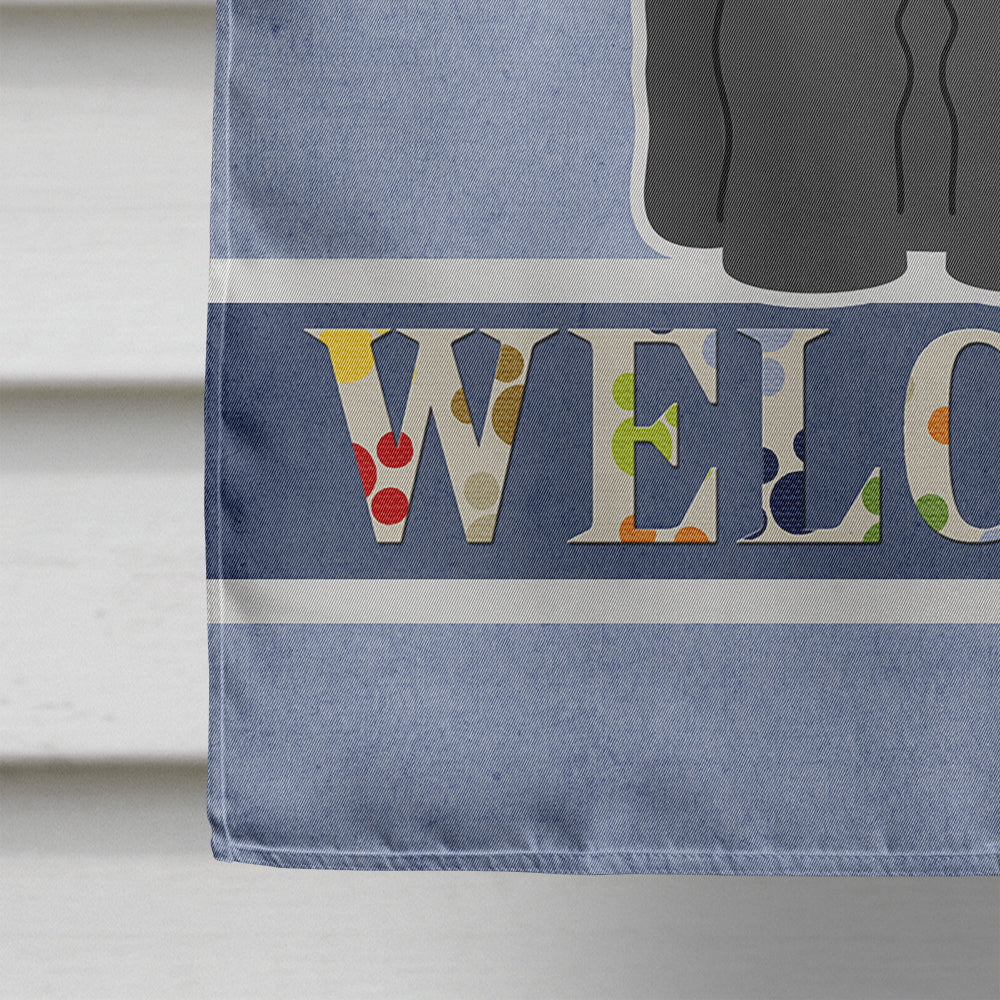 Black Russian Terrier Welcome House Flag 28x40 Porch Sleeve Pole Decorative Outside Yard Banner Artwork Wall Hanging, Polyester