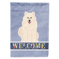 Samoyed Welcome House Flag 28x40 Porch Sleeve Pole Decorative Outside Yard Banner Artwork Wall Hanging, Polyester