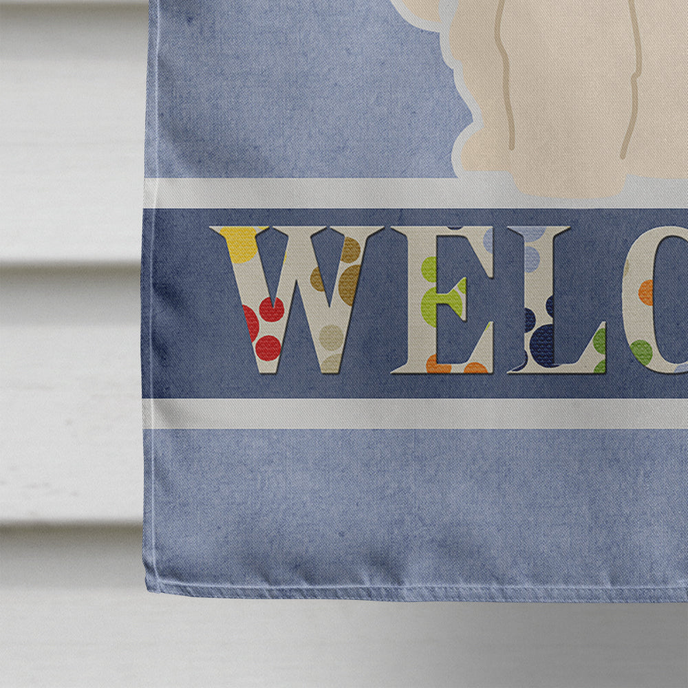 Samoyed Welcome House Flag 28x40 Porch Sleeve Pole Decorative Outside Yard Banner Artwork Wall Hanging, Polyester