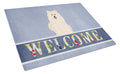 Samoyed Welcome Cutting Board Tempered Glass Kitchen Cutting Surface, Heat Resistant Chopping, Non-Slip Feet, Food Prep & Serving
