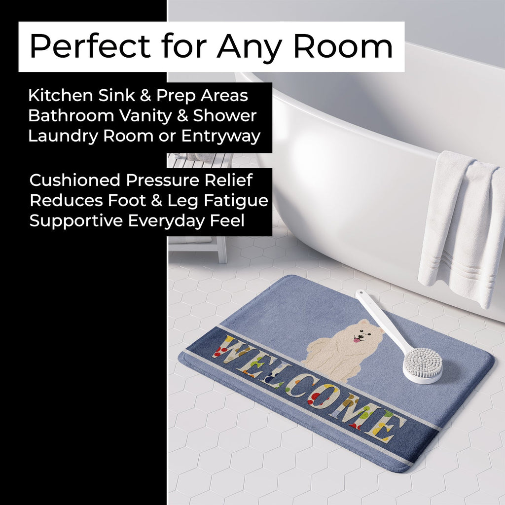 Samoyed Welcome Memory Foam Kitchen Mat Machine Washable Anti-Fatigue Cushion Comfort Bath or Kitchen Rug