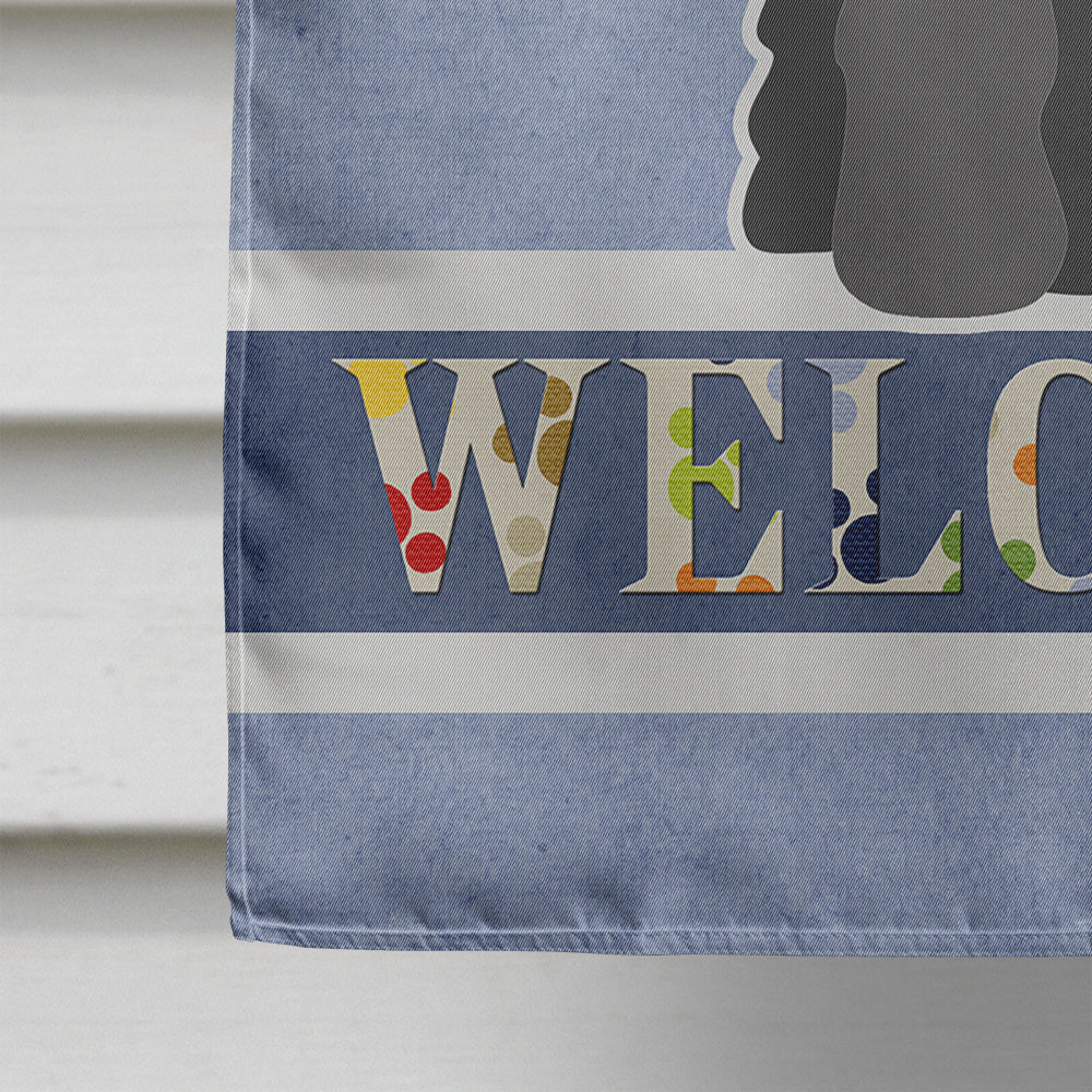 Standard Schnauzer Black Welcome House Flag 28x40 Porch Sleeve Pole Decorative Outside Yard Banner Artwork Wall Hanging, Polyester