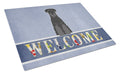 Standard Schnauzer Black Welcome Cutting Board Tempered Glass Kitchen Cutting Surface, Heat Resistant Chopping, Non-Slip Feet, Food Prep & Serving
