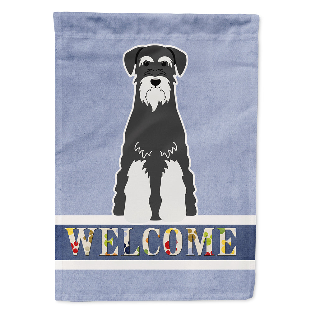 Standard Schnauzer Salt and Pepper Welcome House Flag 28x40 Porch Sleeve Pole Decorative Outside Yard Banner Artwork Wall Hanging, Polyester