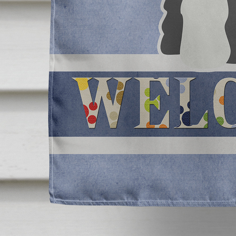 Standard Schnauzer Salt and Pepper Welcome House Flag 28x40 Porch Sleeve Pole Decorative Outside Yard Banner Artwork Wall Hanging, Polyester