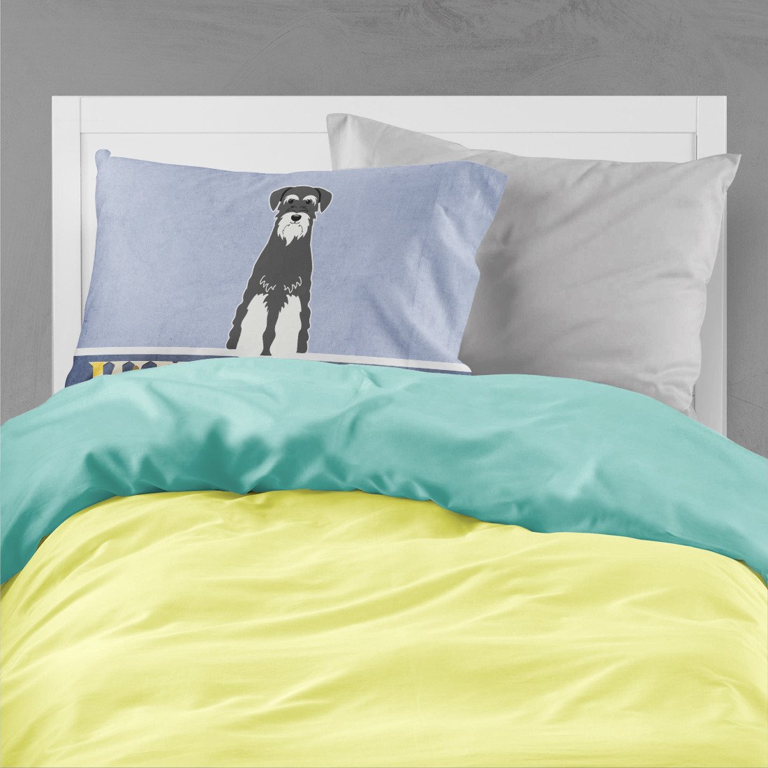 Standard Schnauzer Salt and Pepper Welcome Standard Pillowcase Lightweight Super Soft Easy Care Decorative Artwork Pillowcase, Standard